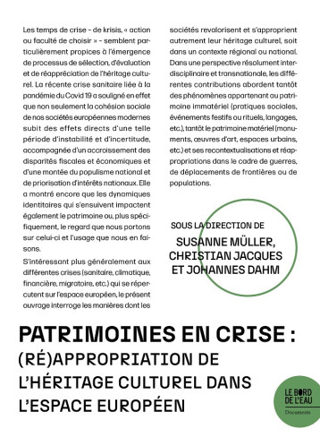 Patrimoines en crise - Suzanne MULLER - BORD DE L EAU